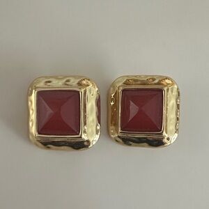 Heaven Mayhem Red Square Clip On Earrings